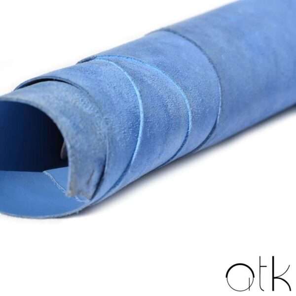 Rolled sky blue softy cow leather with smooth texture