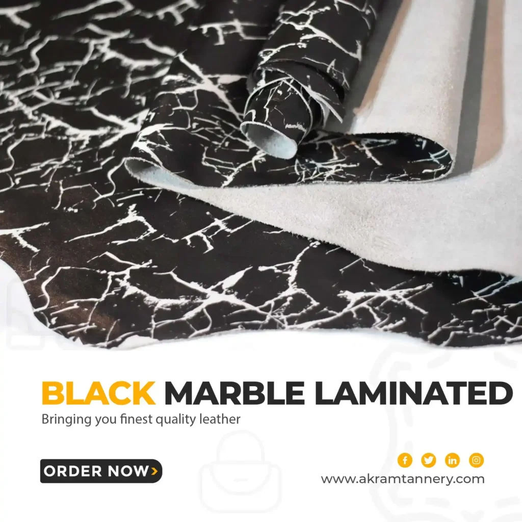 Custom Black Marble Leather for Fashion Items