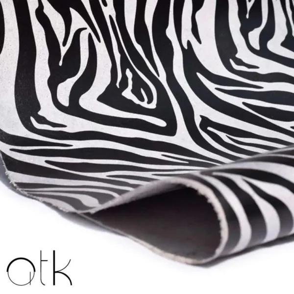 Custom Zebra Print Laminated Leather for Fashion Items
