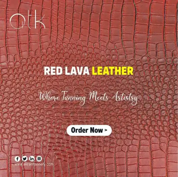 Embossed Red Lava Leather from Akram Tannery