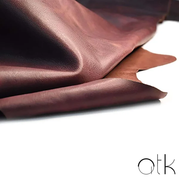 Fine plum two-tone leather material for custom leather goods