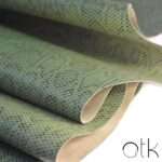 Rolled Green Magenta Leather with Snakeskin Embossing