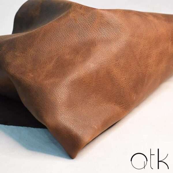 Premium brown two-tone leather piece for shoes, bags, and wallets
