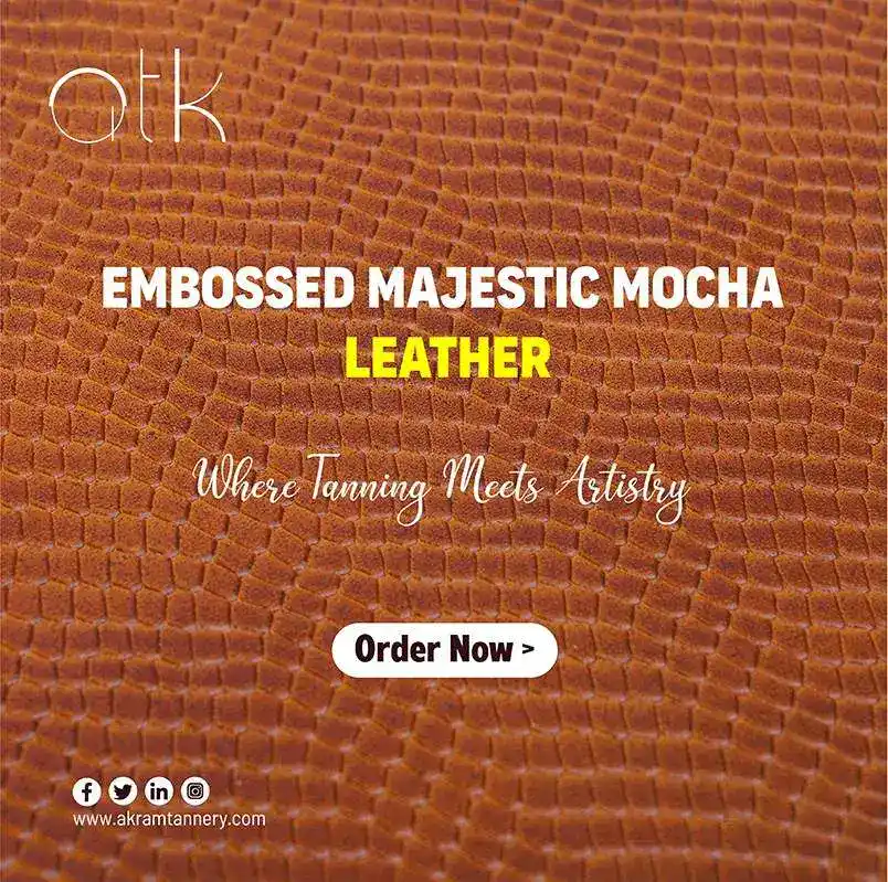 High-Quality Embossed Majestic Mocha Leather for Fashion Accessories