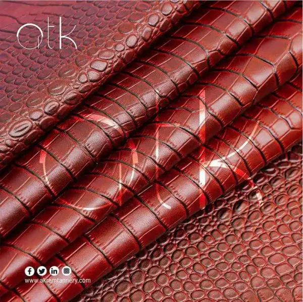 High-Quality Embossed Red Lava Leather for Fashion Accessories