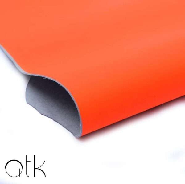 Orange Neon Laminated Leather Material