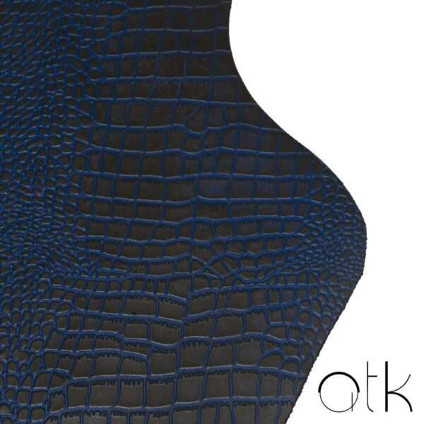 Luxury night sea crocodile print leather with intricate blue detailing