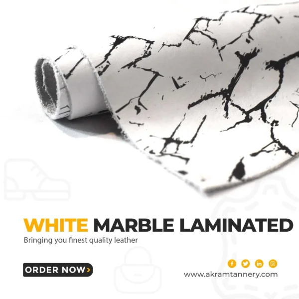 White Marble Laminated Leather for Luxury Goods