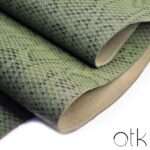 Rolled Dark Green Magenta Embossed Leather Sheets