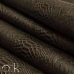 Dark metallic olive snake scales embossed leather for bags and slippers