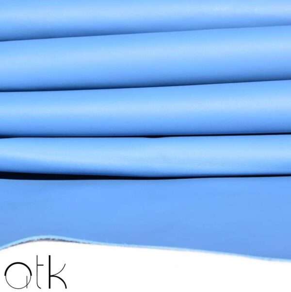 Close-up of sky blue softy cow leather