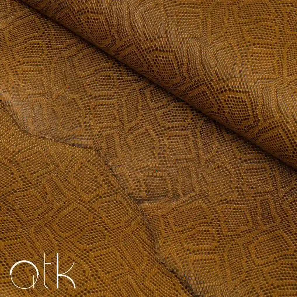Close-up of dirty yellow Taipan Snakeskin leather