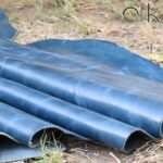 Tiffany Navy finished leather displayed in natural outdoor setting