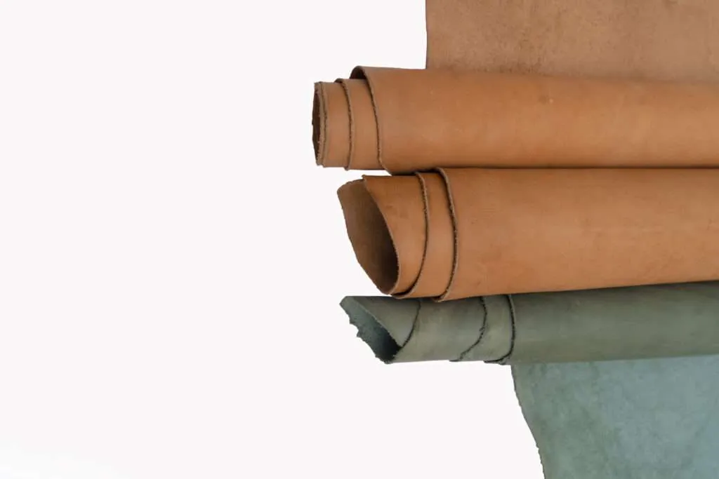 Eco-friendly vegetable tanned leather with natural tone