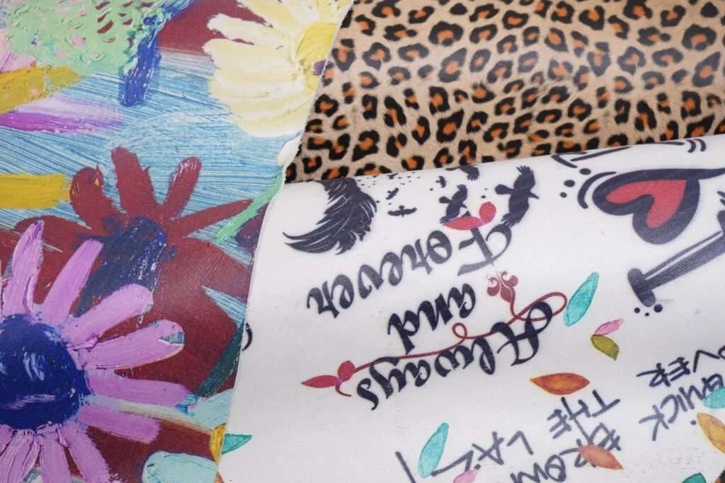 Leather with vibrant digital printing designs