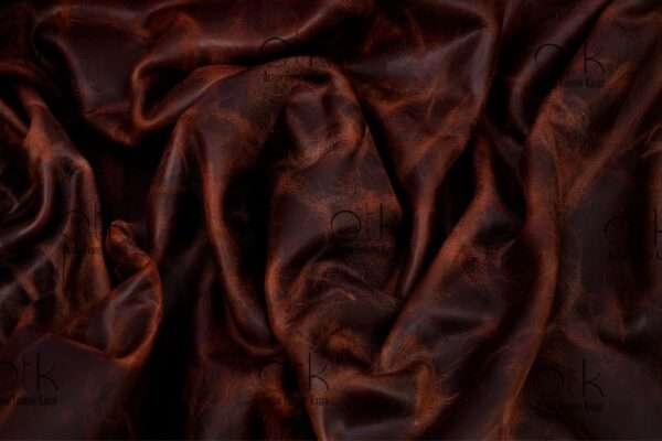 Unveiling the texture of premium ranger tan Horween leather.