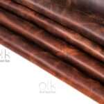 Stacked ranger tan Horween leather showcasing texture and thickness.