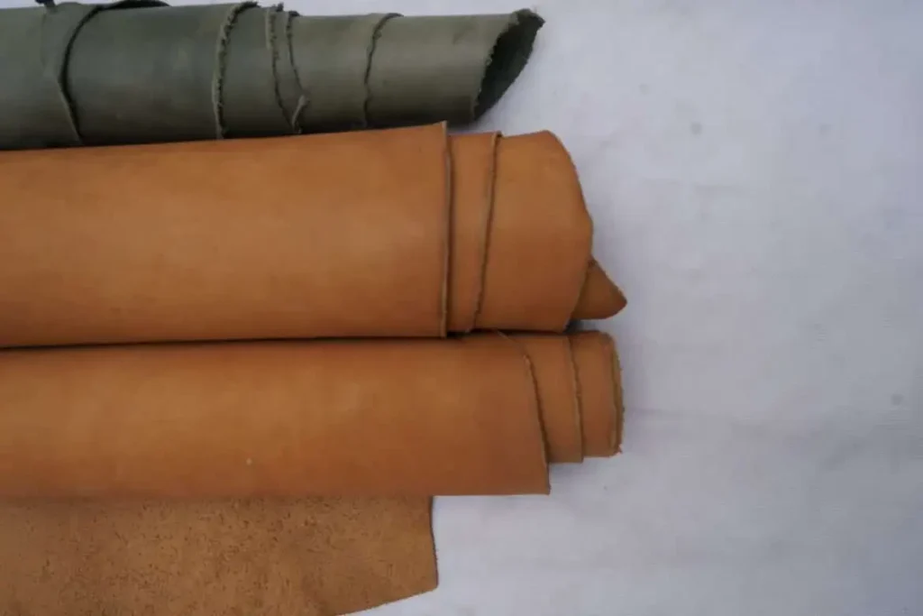 Rolled crust leather sheets in natural shades